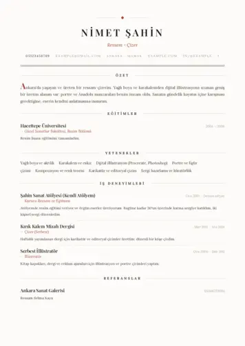 Ressam Cv Örnekleri cv indir